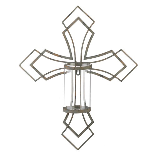 Contemporary Cross Candle Wall Sconce